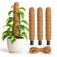 OPORA Přírodní kokos 4-ks-Set 30 cm - světle hnědá, textil/plast (7/30/7cm) - Relaxdays