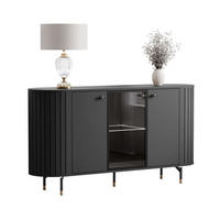 SIDEBOARD ELODIE 3T mit LED-Beleuchtung Schwarz - Schwarz, Holzwerkstoff (150/81/40cm) - Lookway