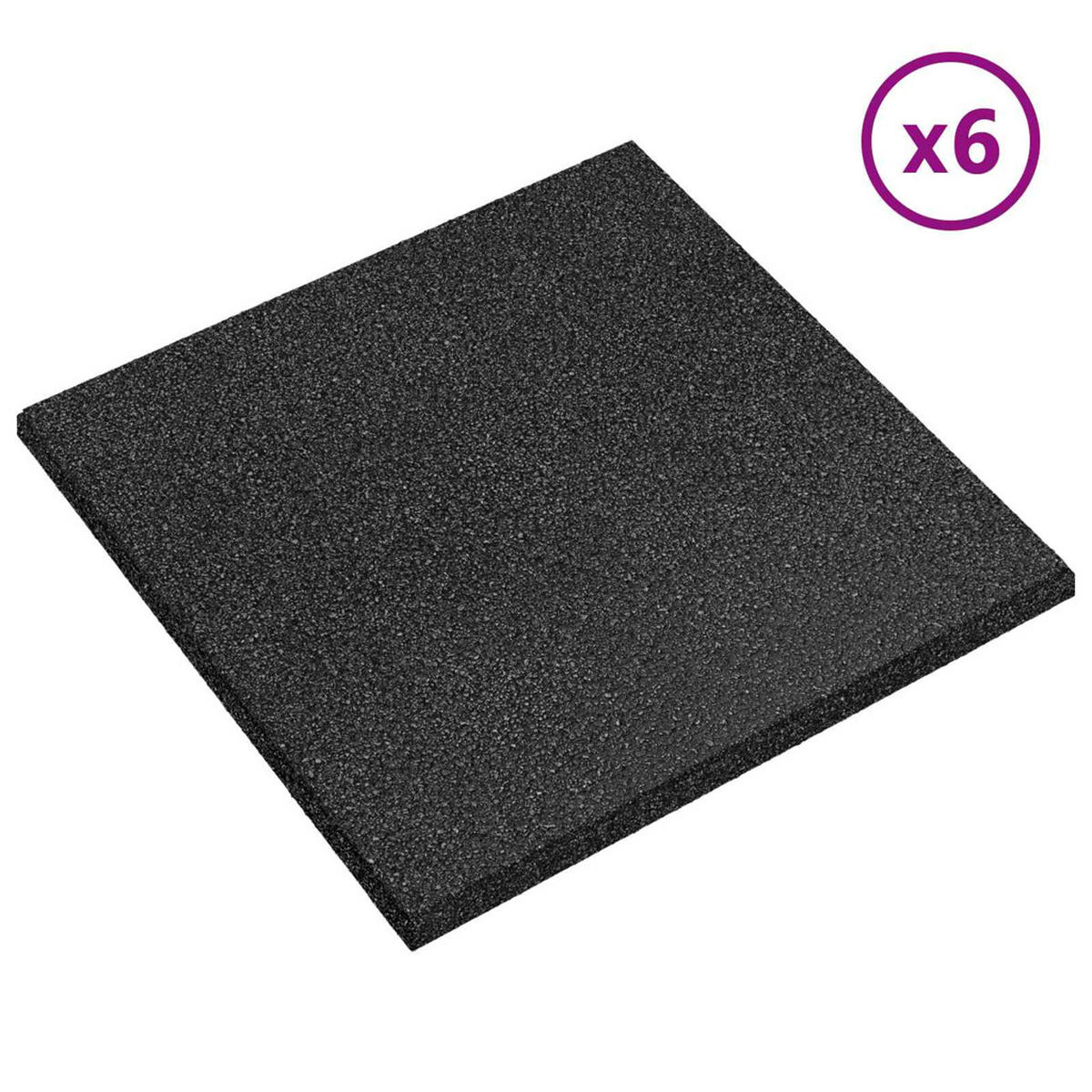 STURZSCHUTZFLIESEN 6 Pcs Schwarz 50/50 Cm Gummi - Schwarz, Kunststoff (50/50cm) - vidaXL