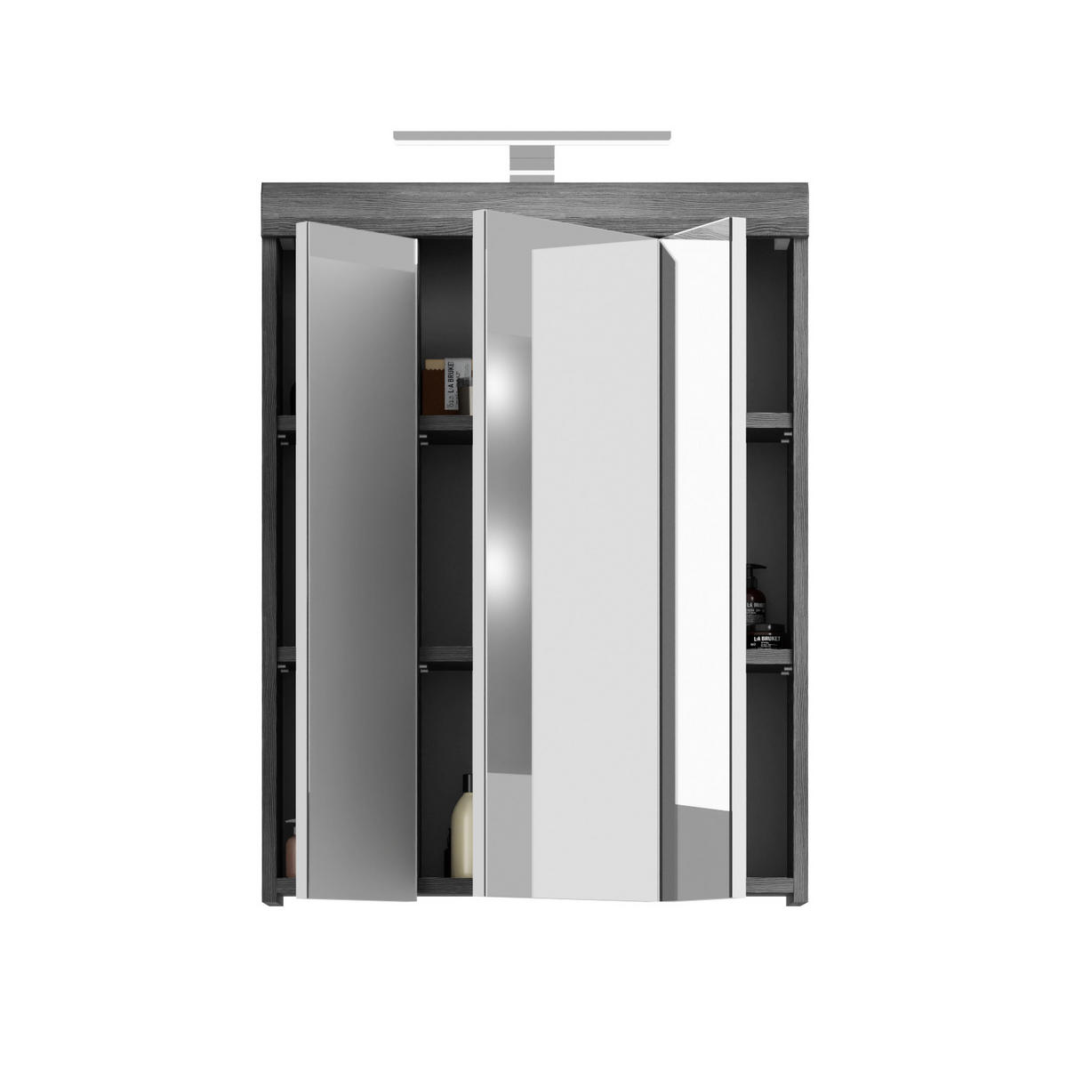 SPIEGELSCHRANK inkl. Bel. SCOUT (B/H/T: ca. 60/79/18 cm) in Rauchsilber Nachbildung/weiß hochglanz - Silberfarben, Holzwerkstoff (60/79/18cm)