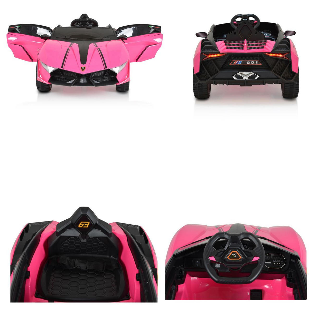 ELEKTROAUTO Cordoba MP3 Anschluss, Fernbedienung, Gurt, Bluetooth - Rosa, Kunststoff (113/66/47cm) - Moni