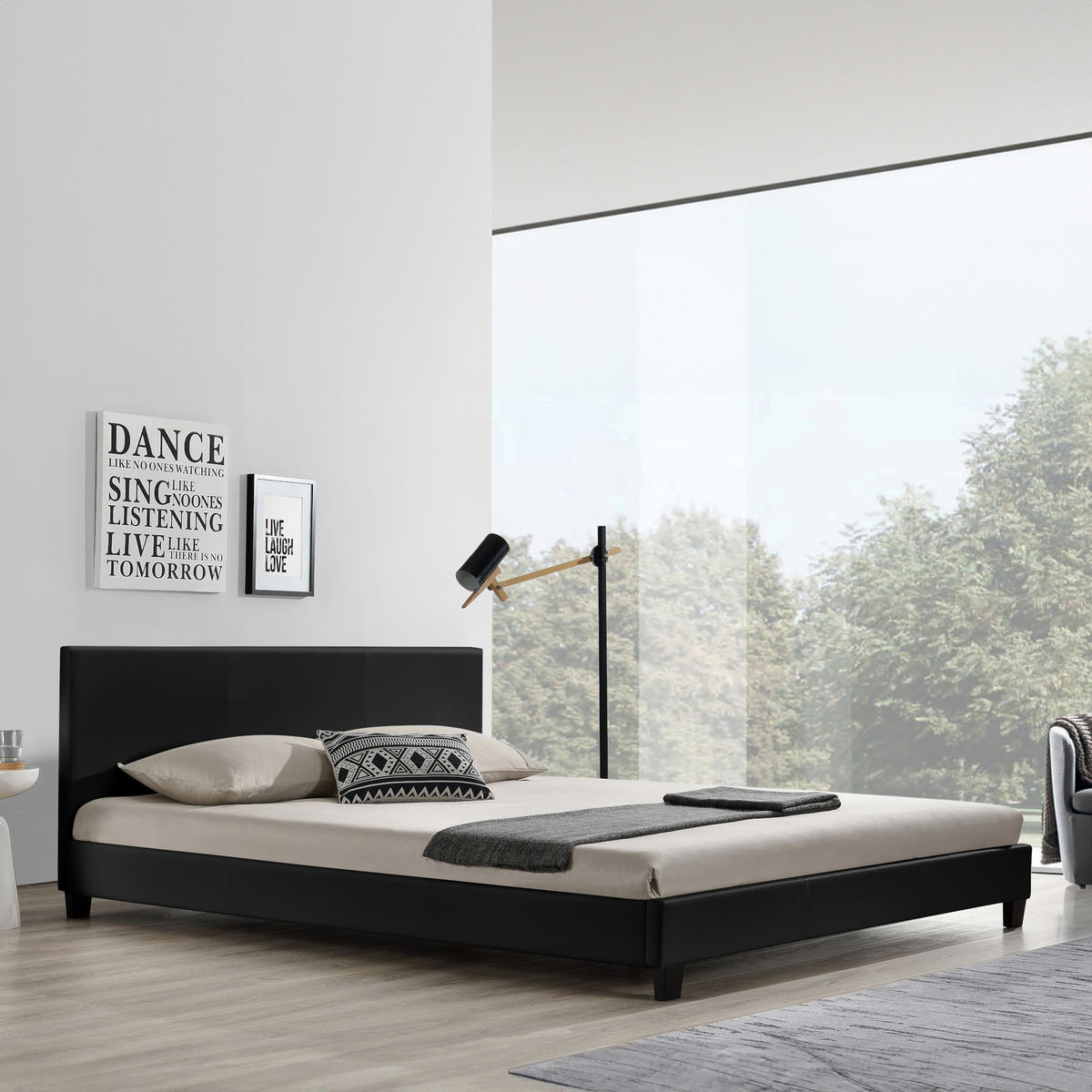 POLSTERBETT Albacete - Schwarz, Textil (180/200cm) - Corium