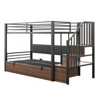 ETAGENBETT 90/200 cm DE-01541, in Schwarz, mit hydraulischer Funktion und gepolsterter Rückenlehne - Schwarz, Metall (90/200cm) - ComfortXL