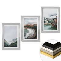 WANDBILDER 3er Set - 20x30 cm Silberner Rahmen - Berge, Strand, Wolken, Wasser - Silberfarben, Kunststoff (20/30cm) - ArtPrintCave