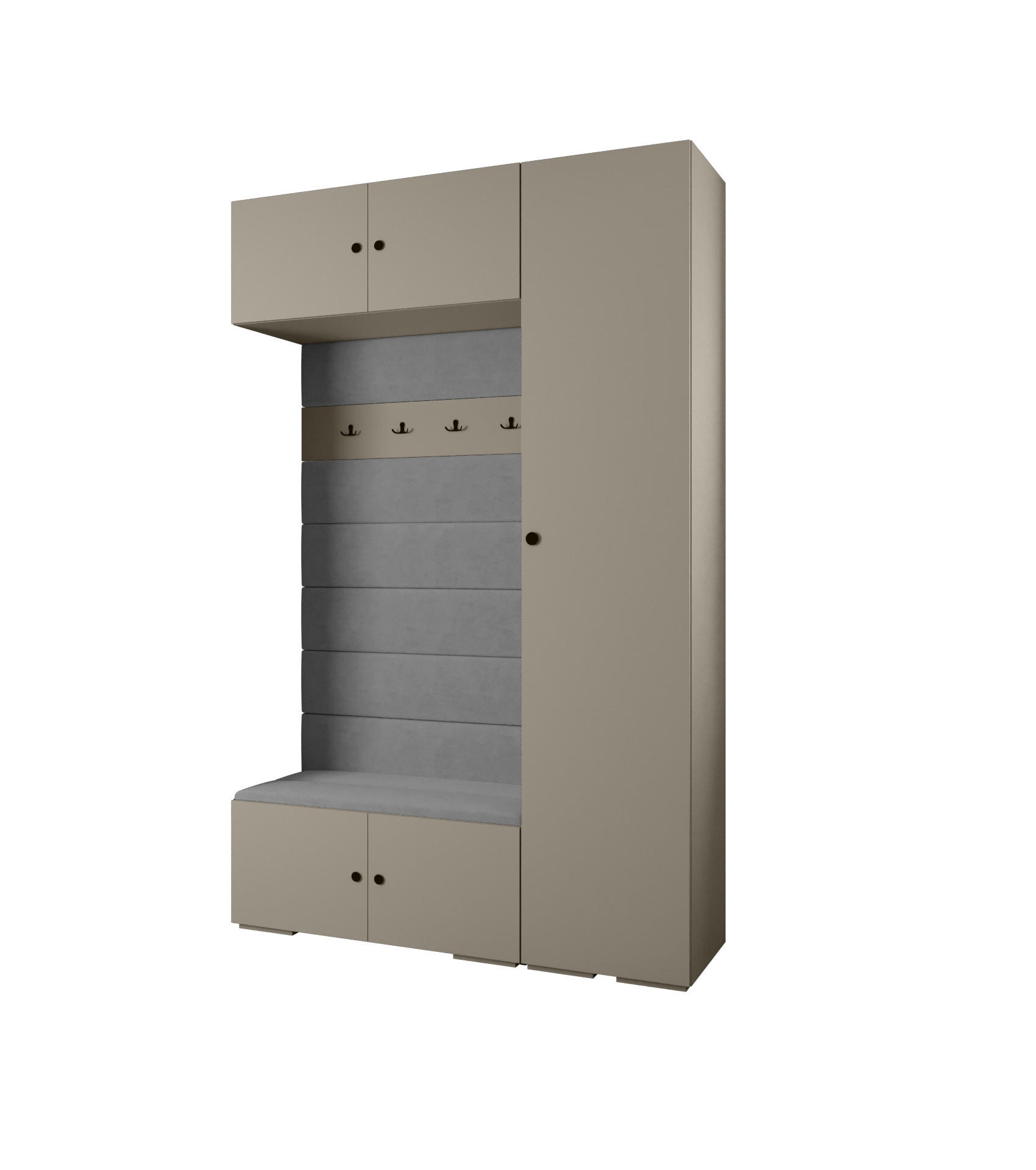 Abiks Möbel Garderoben-Set Kaschmir, Grau, Schwarz 150x236.7x47 cm