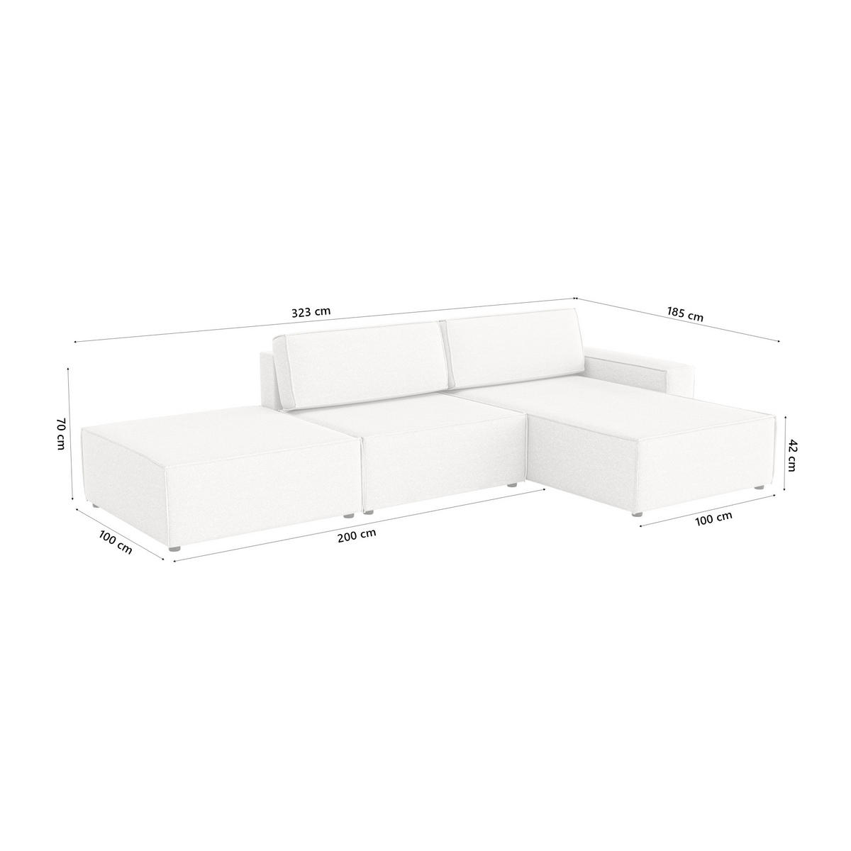 ECKSOFA Lummo Re mit Schlaffunktion, Cremeweiß - Weiß, Textil (323/185cm) - Fedve