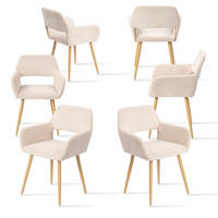ARMLEHNSTUHL-SET 6 Stück in Eisen Cord - Beige, Metall (56/78/56cm) - Meubles Cosy