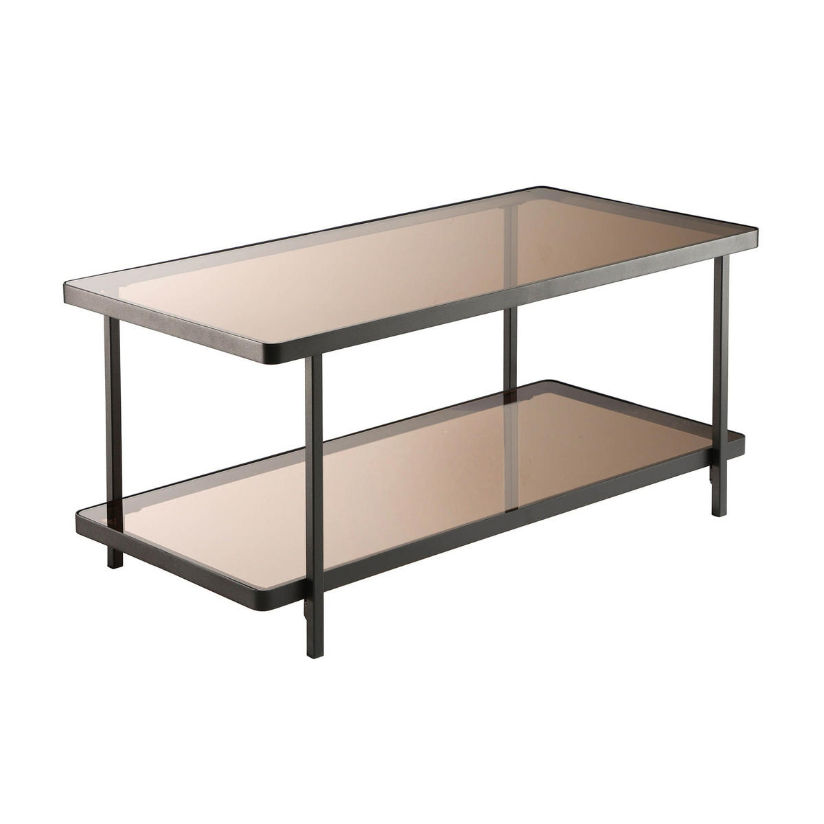 COUCHTISCH mit 2 rauchglas Platten 100/50/48 cm - Schwarz, Holzwerkstoff (100/50/48cm) - Calicosy