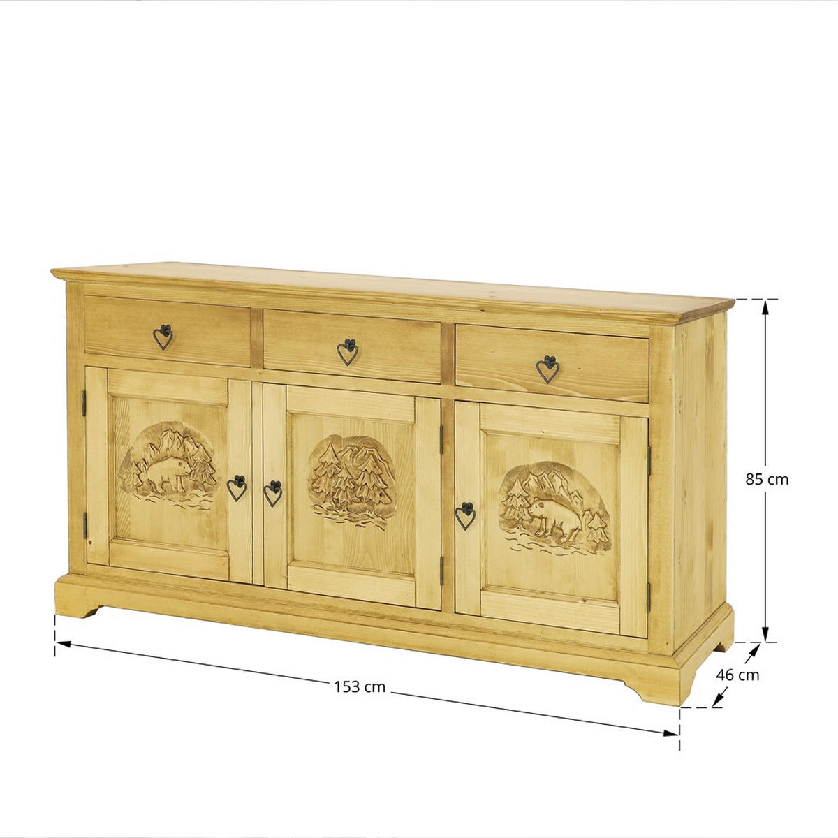 SIDEBOARD aus Massivholz JAGNA - Honig, Holz (153/85/46cm) - Seart