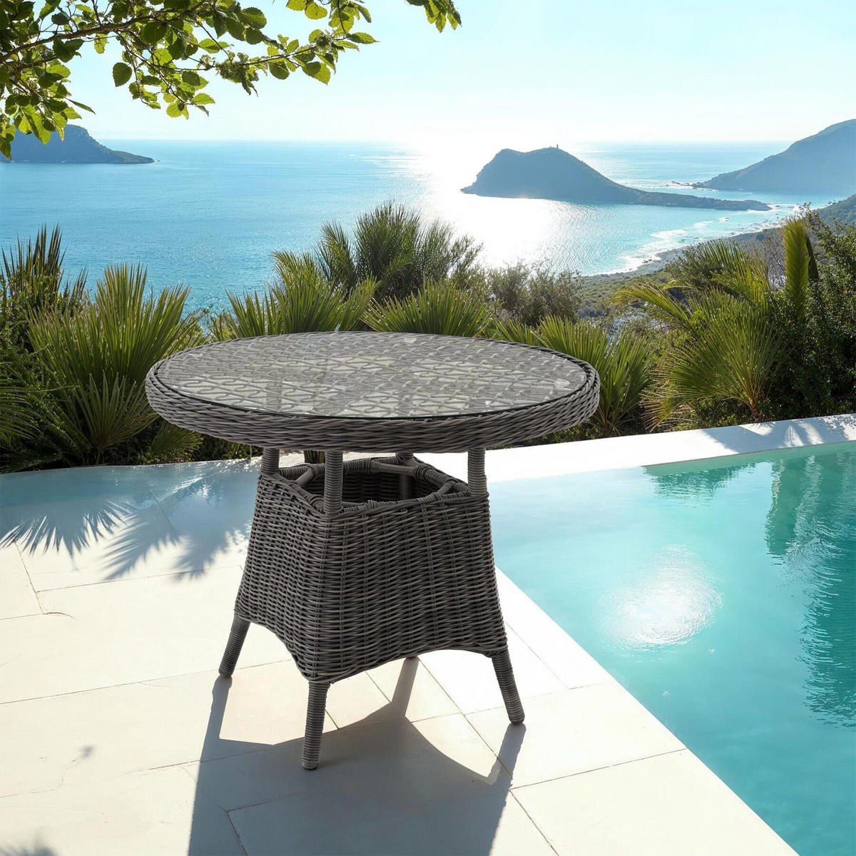 ALUMINIUM GARTENTISCH , 91 x 73,5 cm, grau - Grau, Kunststoff (91/91/73.5cm) - tectake