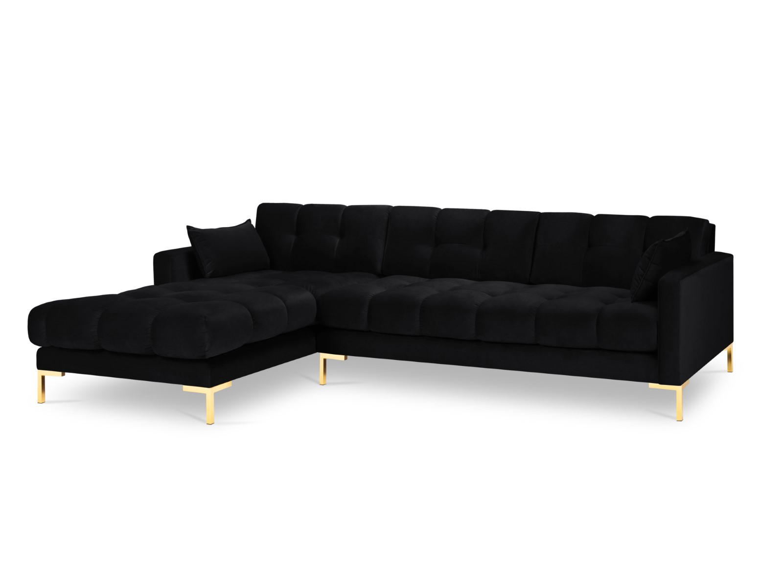 ECKSOFA links Mamaia aus Samt schwarz 5 Sitzplätze - Schwarz, Textil (185/293cm) - Micadoni