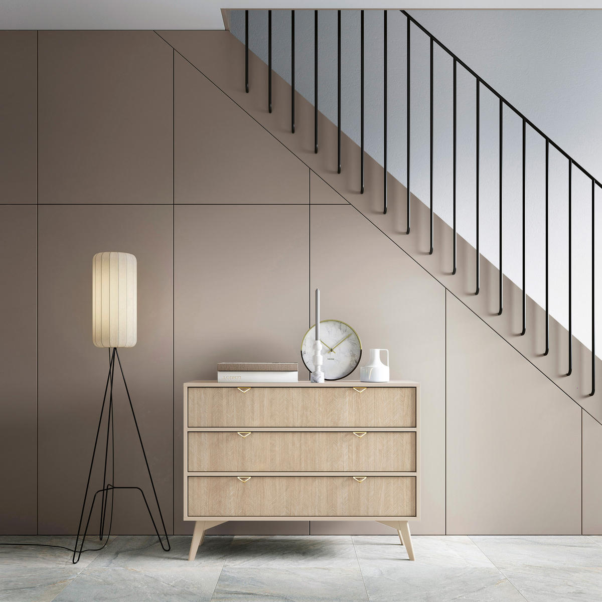 KOMMODE FORESTA 106/80/38 cm mit 3 Schubladen Beige - Beige/Kieferfarben, Holzwerkstoff (106/80/38cm) - MASSENO