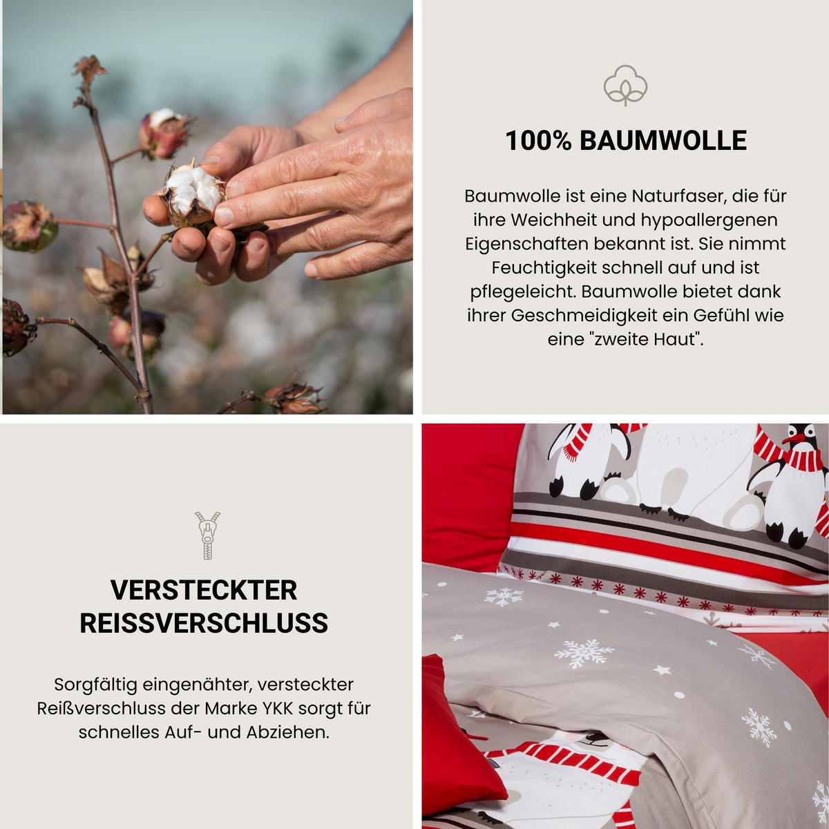 BETTWÄSCHESET Dida - Feinbiber - 2-teilig - 155 x 220 cm - Grau - Grau, Textil (155/220cm) - SCHIESSER