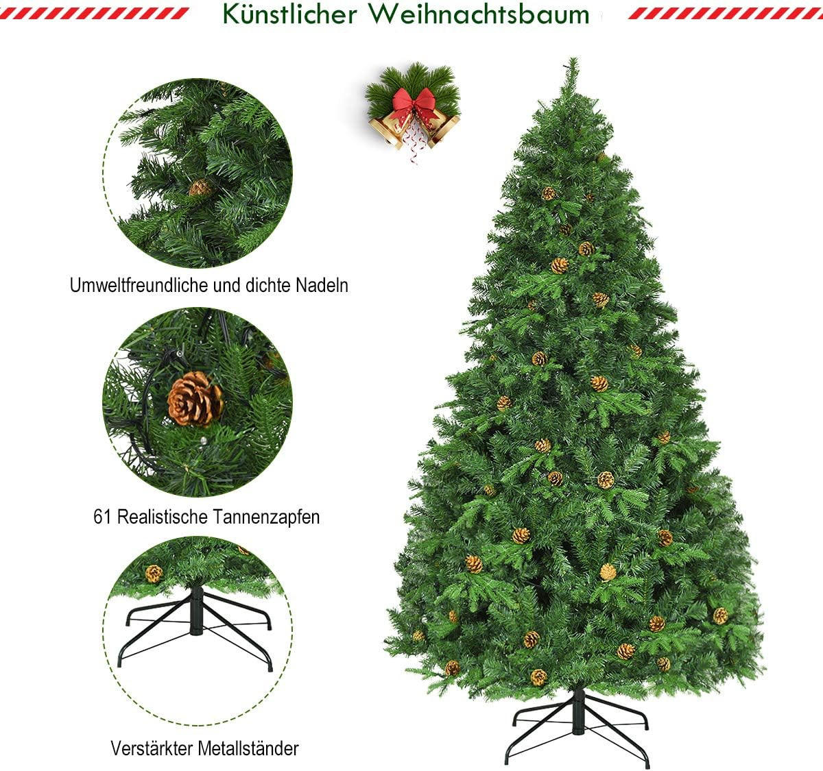 WEIHNACHTSBAUM Grün - Grün, Kunststoff (210cm) - COSTWAY