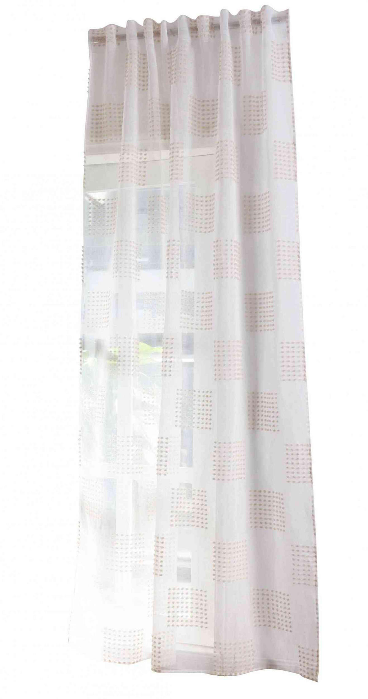 GARDINE VALENCIA HxB 245x145 cm Natur Taupe Geo - Weiß, Textil (145/245cm) - Gardinenbox