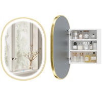 SPIEGELSCHRANK Goldfarben 50/14,5/70 cm mit LED-Beleuchtung - Goldfarben, Glas (50/70/14.5cm) - PANGIVO