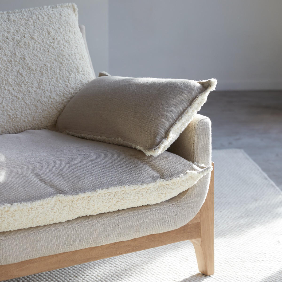 SOFA Woodnest Beige aus Stoff - Beige, Textil (216/77/93cm) - Tikamoon