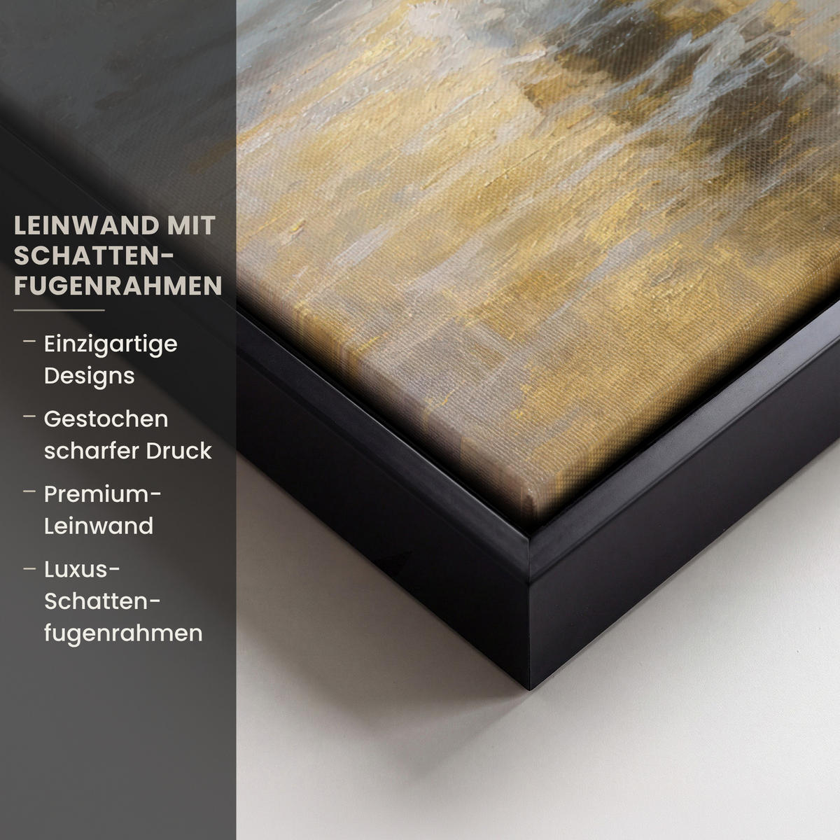LEINWAND Bilder mit Rahmen - Gemälde - Welle - Jesus - Abstrakt - 20x30 - Goldfarben, Textil (20/30cm) - MuchoWow