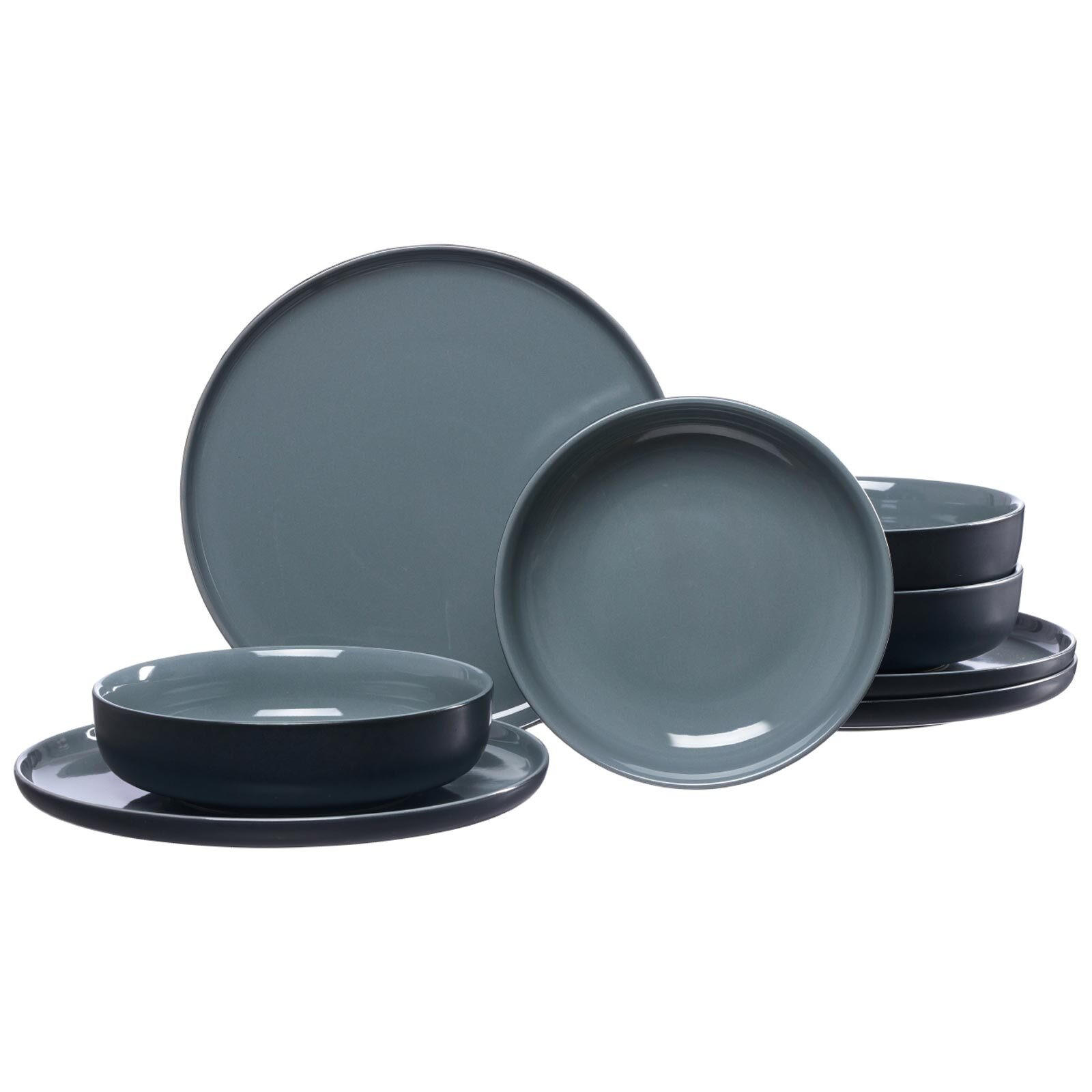 TAFELSERVICE Jasper schwarz-grau 16er Set - Schwarz/Grau, Keramik (1/1/1cm) - Ritzenhoff Breker
