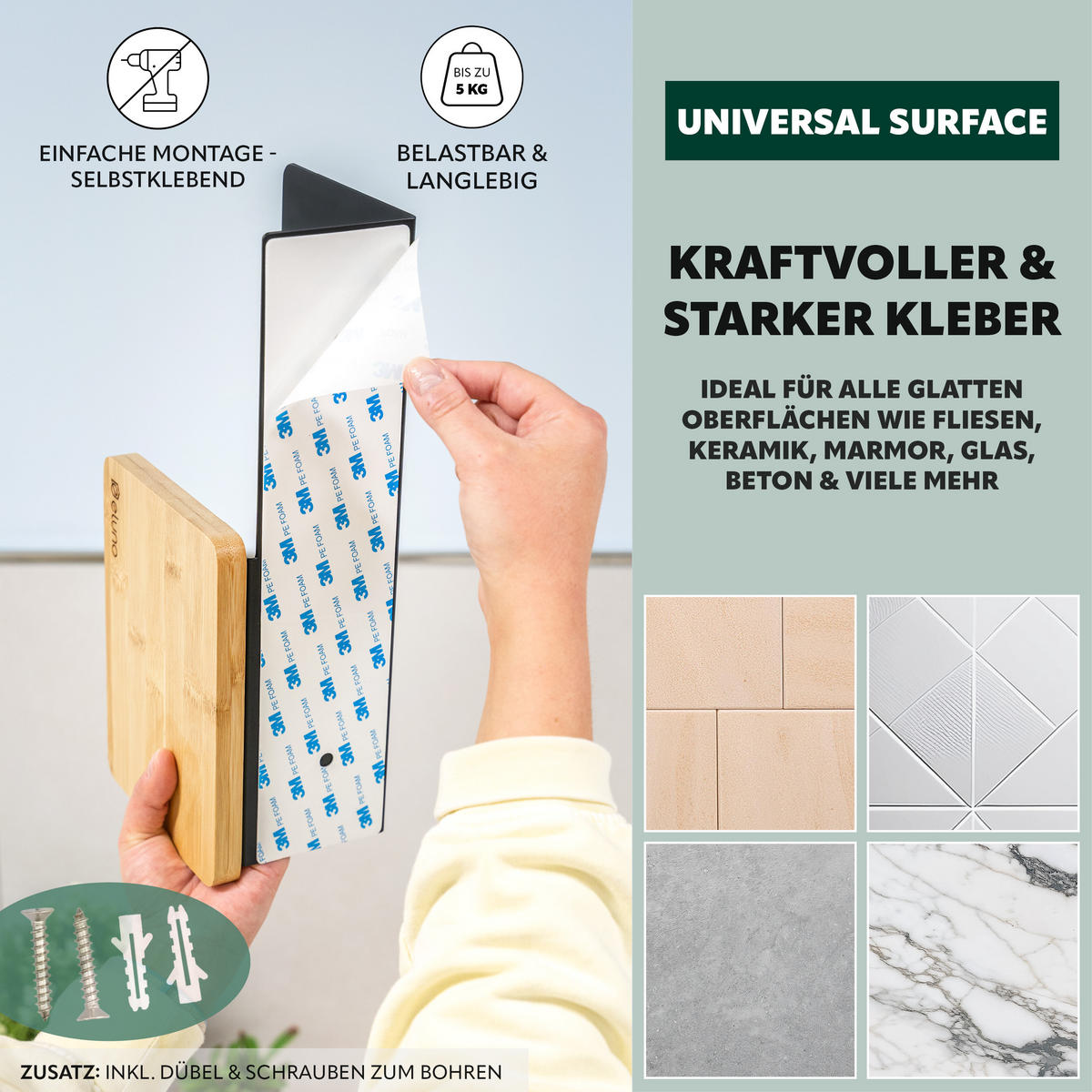 TOILETTENPAPIERHALTER VARAZ mit 2 Ablagen, Metall und Bambus - Schwarz, Metall (31.5/9.5/13cm) - eluno