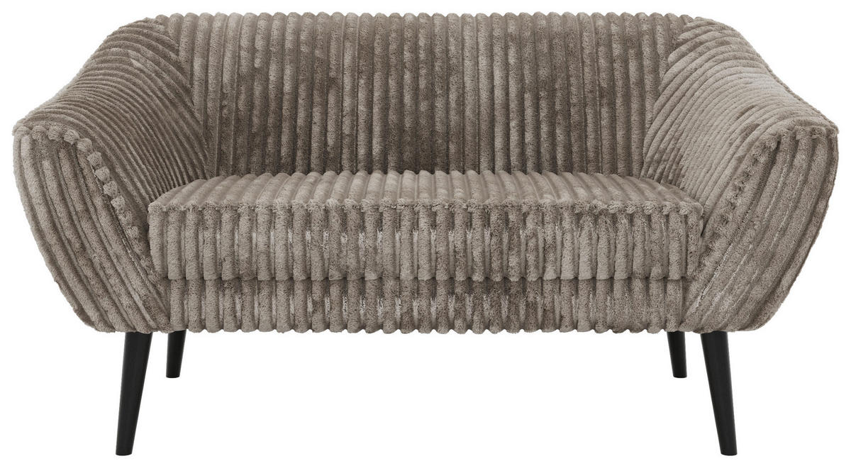 2-SITZER-SOFA PIRS - Hellbraun Cord - Schwarze Beine - Hellbraun/Schwarz, Holzwerkstoff/Textil (140/75/74cm) - MKS