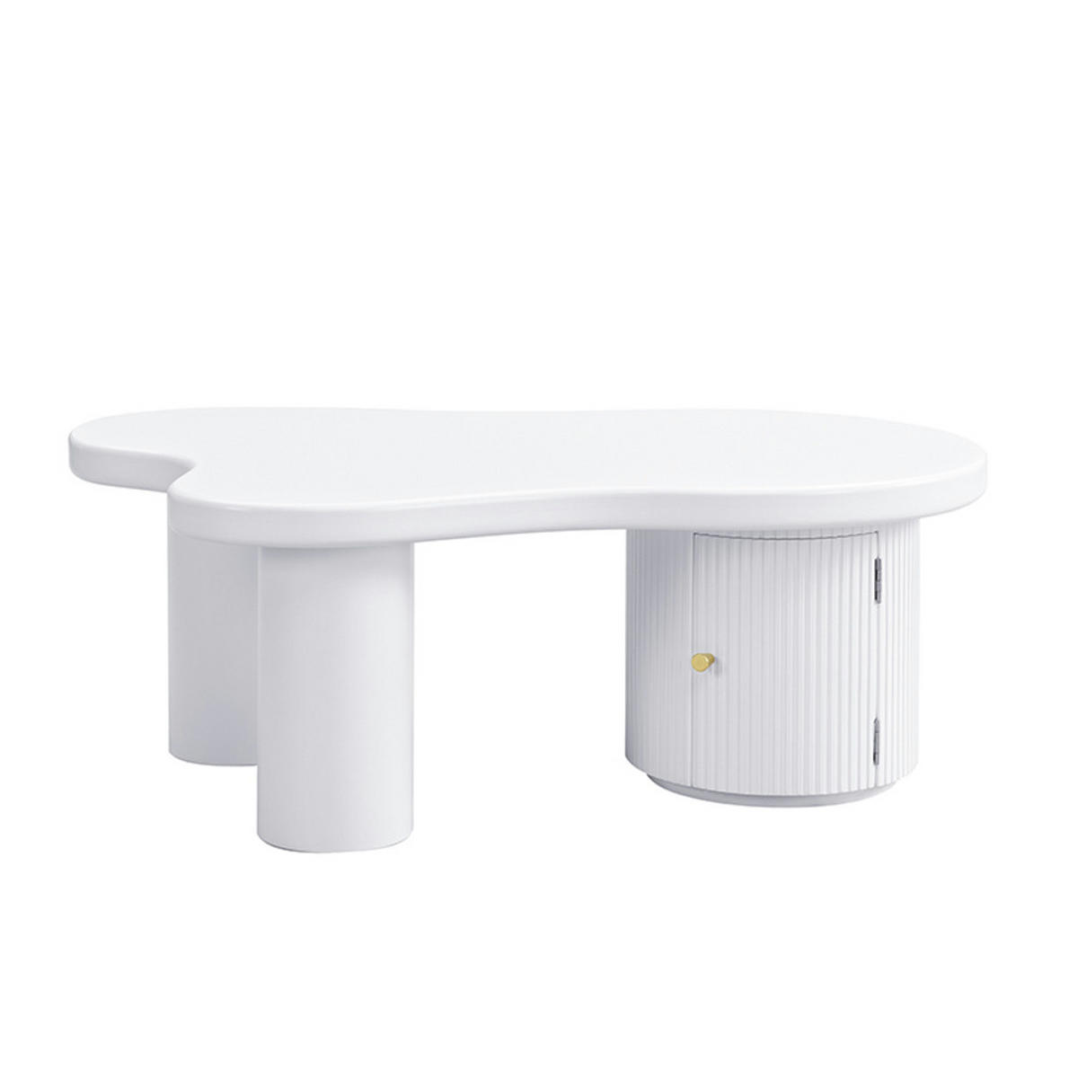 COUCHTISCH Asymmetrischer mit Stauraum für Wohnzimmer und Büro - Weiß, Holz (57.15/43.18/37cm) - FLIEKS