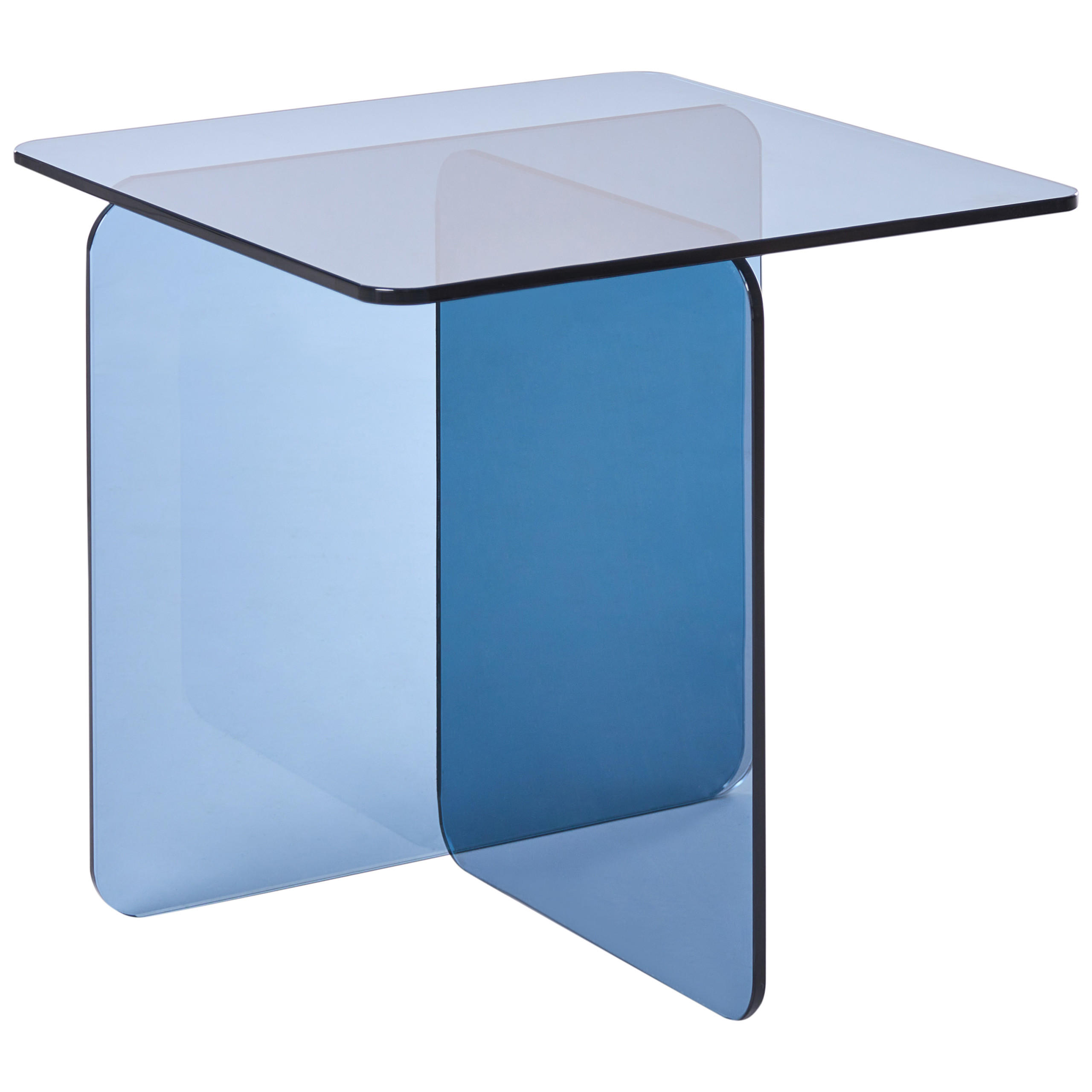 BEISTELLTISCH Sicherheitsglas Blau Amisk - Blau, Glas (50/50/46cm) - Beliani