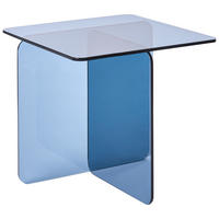 BEISTELLTISCH Sicherheitsglas Blau Amisk - Blau, Glas (50/50/46cm) - Beliani