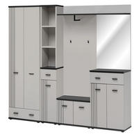GARDEROBEN-SET Kaschmir, schwarz 6-teilig 210 cm, Flurgarderobe in modernem Desgin - Kaschmir/Schwarz, Glas/Holzwerkstoff (210/203/32cm) - Inn.Furn
