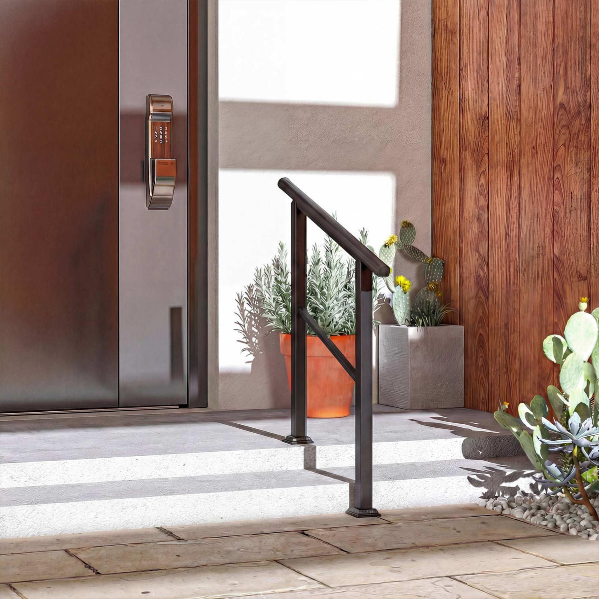 TREPPENGELÄNDER Winkelverstellbar aus Metall Schwarz - Schwarz, Metall (95/5/102cm) - Outsunny