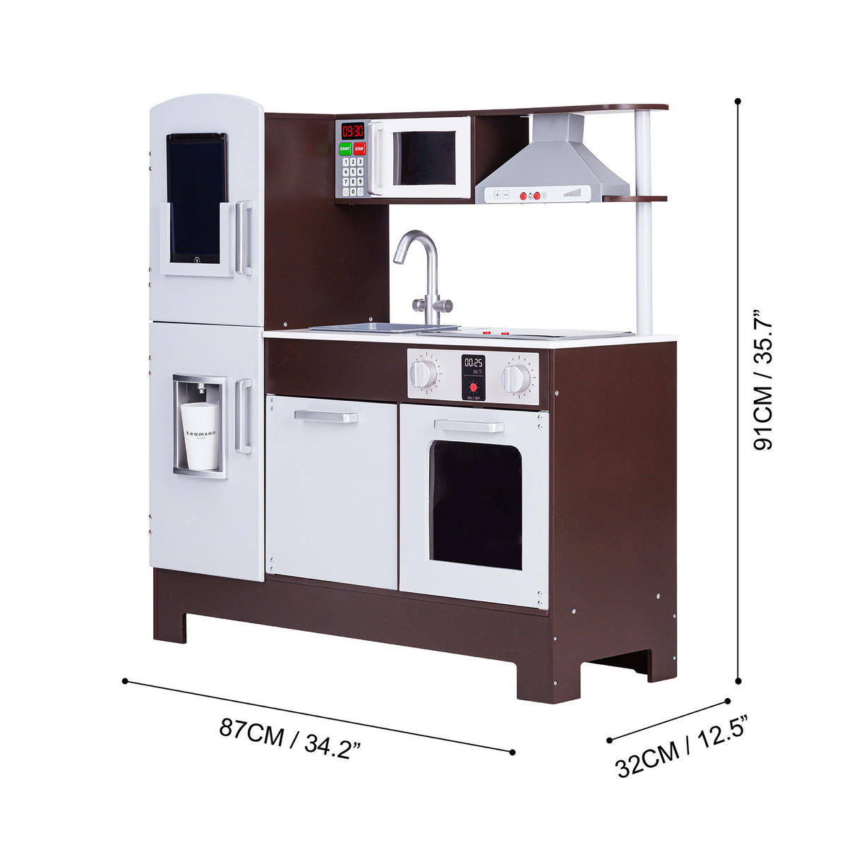 KINDERKÜCHE aus Holz, Grau, 91 cm - Braun, Holz (87/31.8/90.8cm) - Teamson Kids