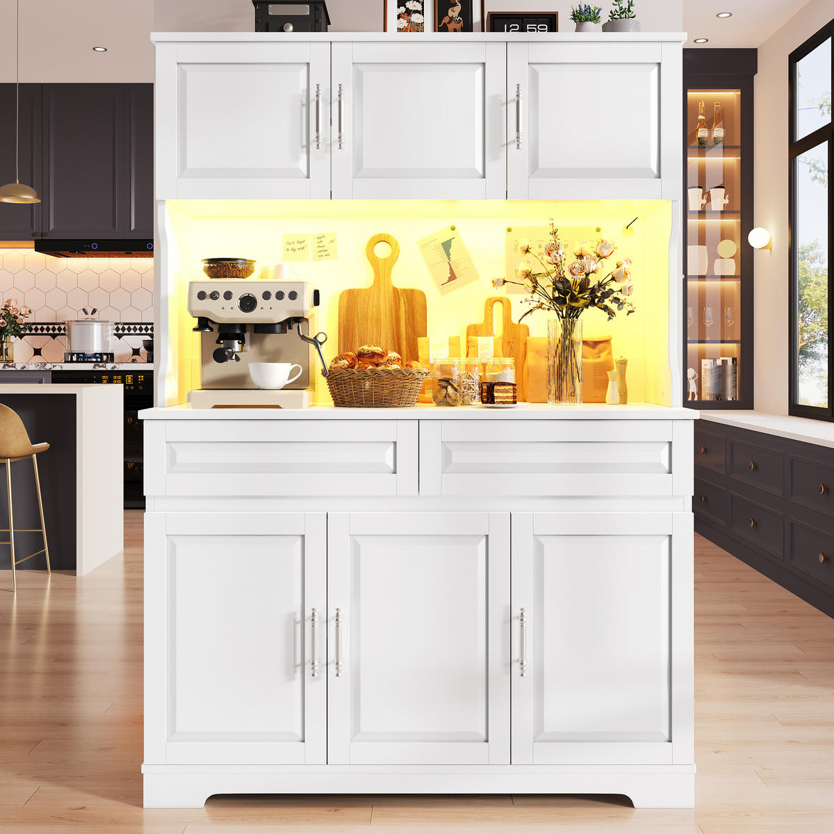 BUFFETSCHRANK App-Steuerung Weiß 108/40/180 cm - Weiß, Holz (108/180/40cm) - PANGIVO