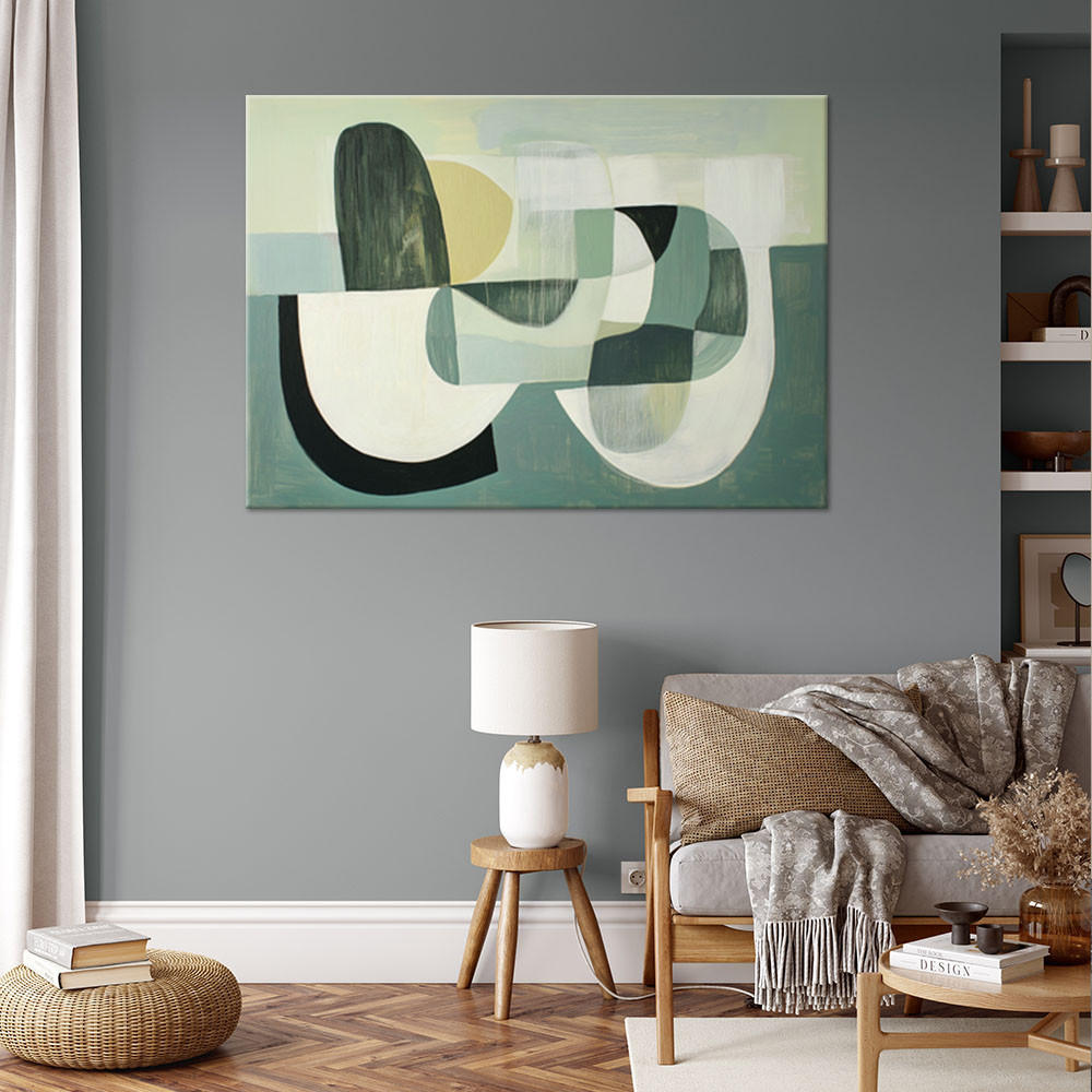 WANDBILD grüne abstrakte geometrische formen - Grün, Textil (100/70cm) - Feeby