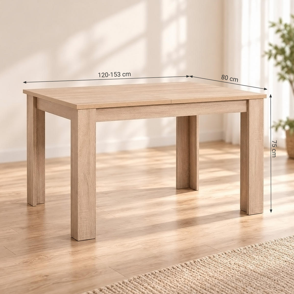 TISCHGRUPPE 120/80 cm Natur mit 4 Stühlen schwarz - Schwarz/Naturfarben, Holz/Kunststoff (80/80/120cm) - Homestyle4u