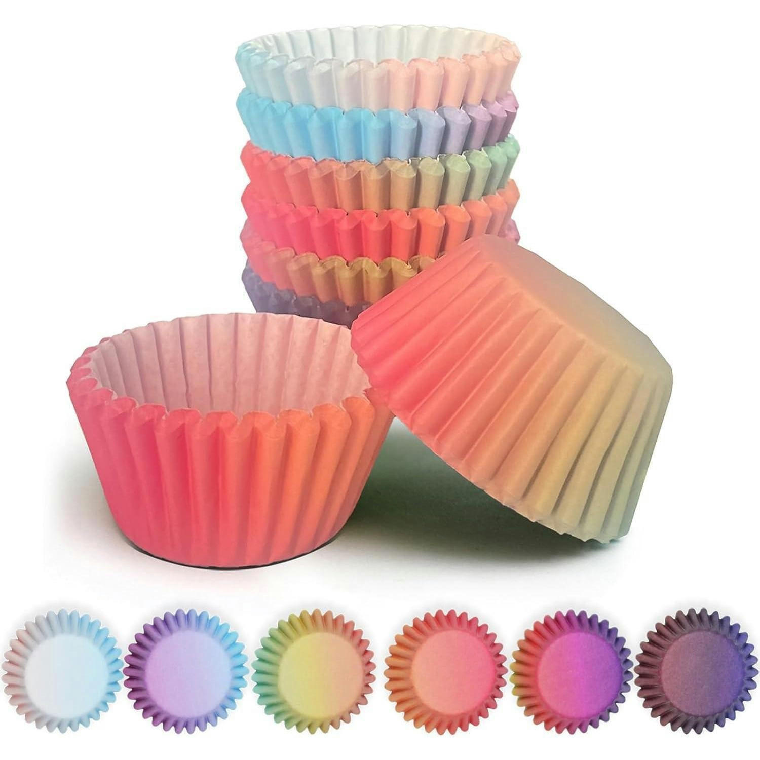MUFFINFÖRMCHEN 300 Stück Set Verlauf-Design Mini - Multicolor, Papier (3/2.1/3cm)