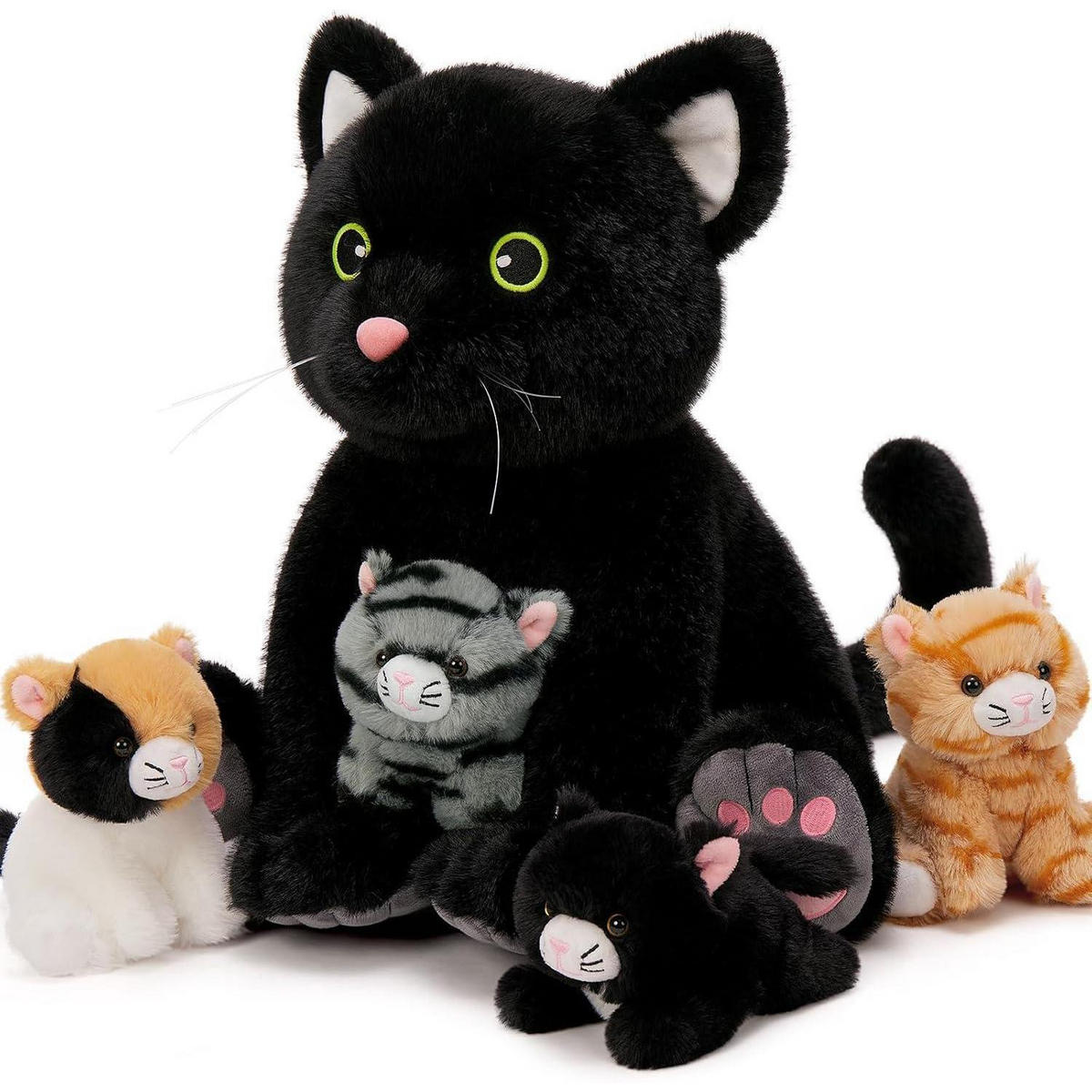 PLÜSCHTIER 5-teiliges Set Katze mit Baby 40 cm - Multicolor, Textil (34/40cm)