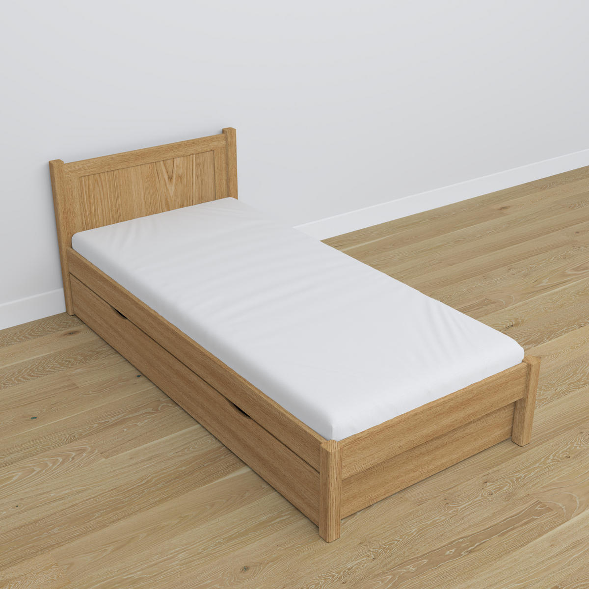BETT mit Schublade N02 Eiche Natur 80/200 - Eiche Artisan, Naturmaterialien/Holz (80/200cm) - N-Wood