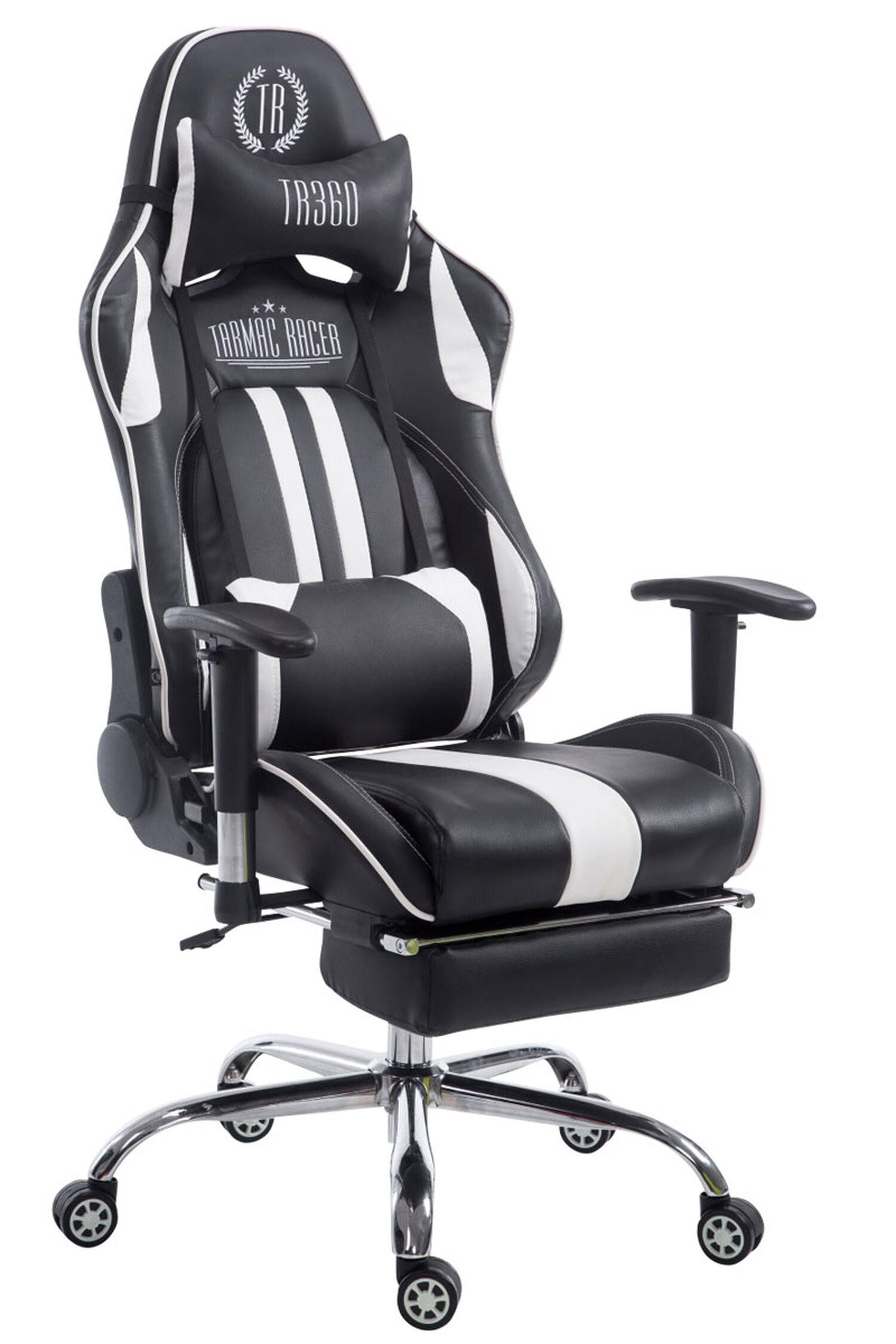 GAMINGSTUHL Limitless mit Fußablage, Schwarz/Weiß - Weiß, Textil/Metall (70/135/58cm) - TPFLiving