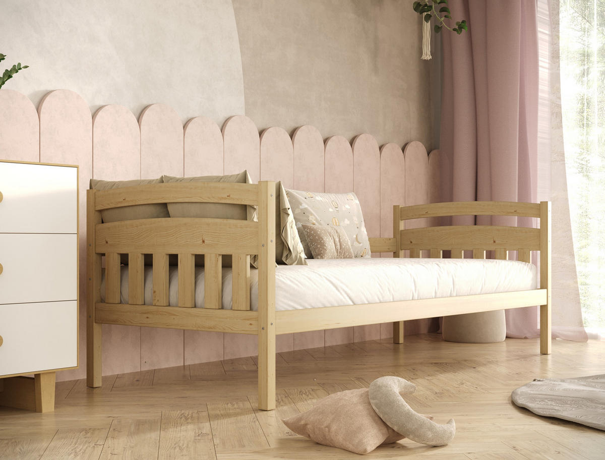 KINDERBETT Tosia mit Matratze 90/200 Natur lackiert 90/200 - Sonoma Eiche, Holz (90/200cm) - RAUMHIRSCH FURNITURE