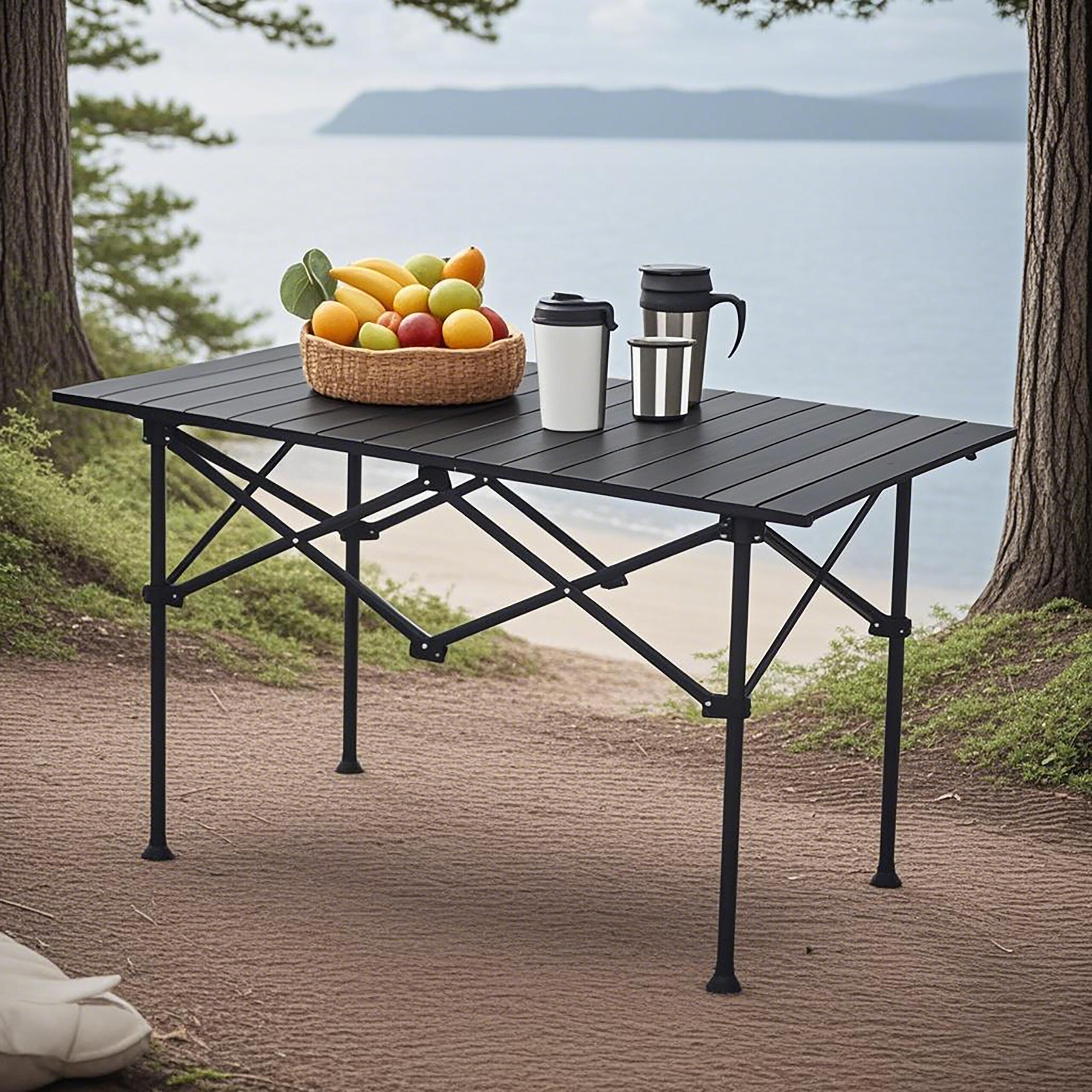 CAMPINGTISCH - Schwarz, Metall (53/95/55cm) - Relaxdays