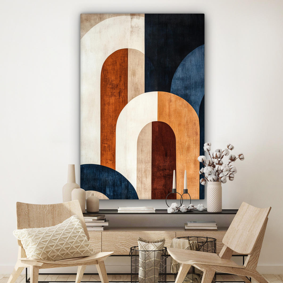 SLIKA NA PLATNU Abstraktno 90x140 cm - konjak, tekstil (90/140cm) - MuchoWow