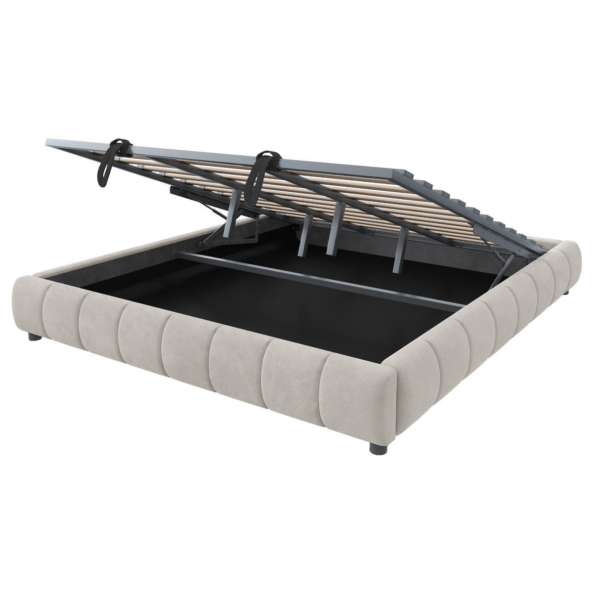 POLSTERBETT mit Stauraum 180x200 cm Beige - Beige, Metall (180/200cm) - Meubliv