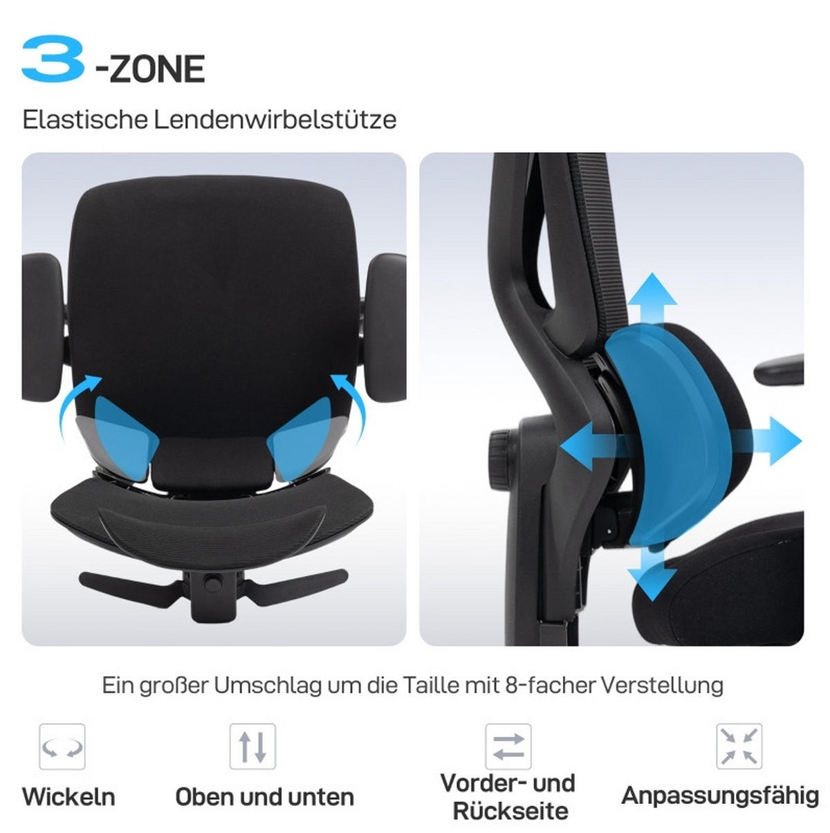 BÜROSTUHL ergonomisch mit Fußstütze Schwarz - Schwarz, Kunststoff (73/128/75cm) - Meubliv
