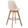 BARHOCKER Lederlook creme - Eukalyptusholzfarben/Creme, Holz/Textil (48/112/56cm) - CLP