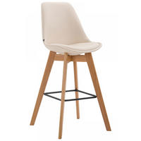 BARHOCKER Lederlook creme - Eukalyptusholzfarben/Creme, Holz/Textil (48/112/56cm) - CLP