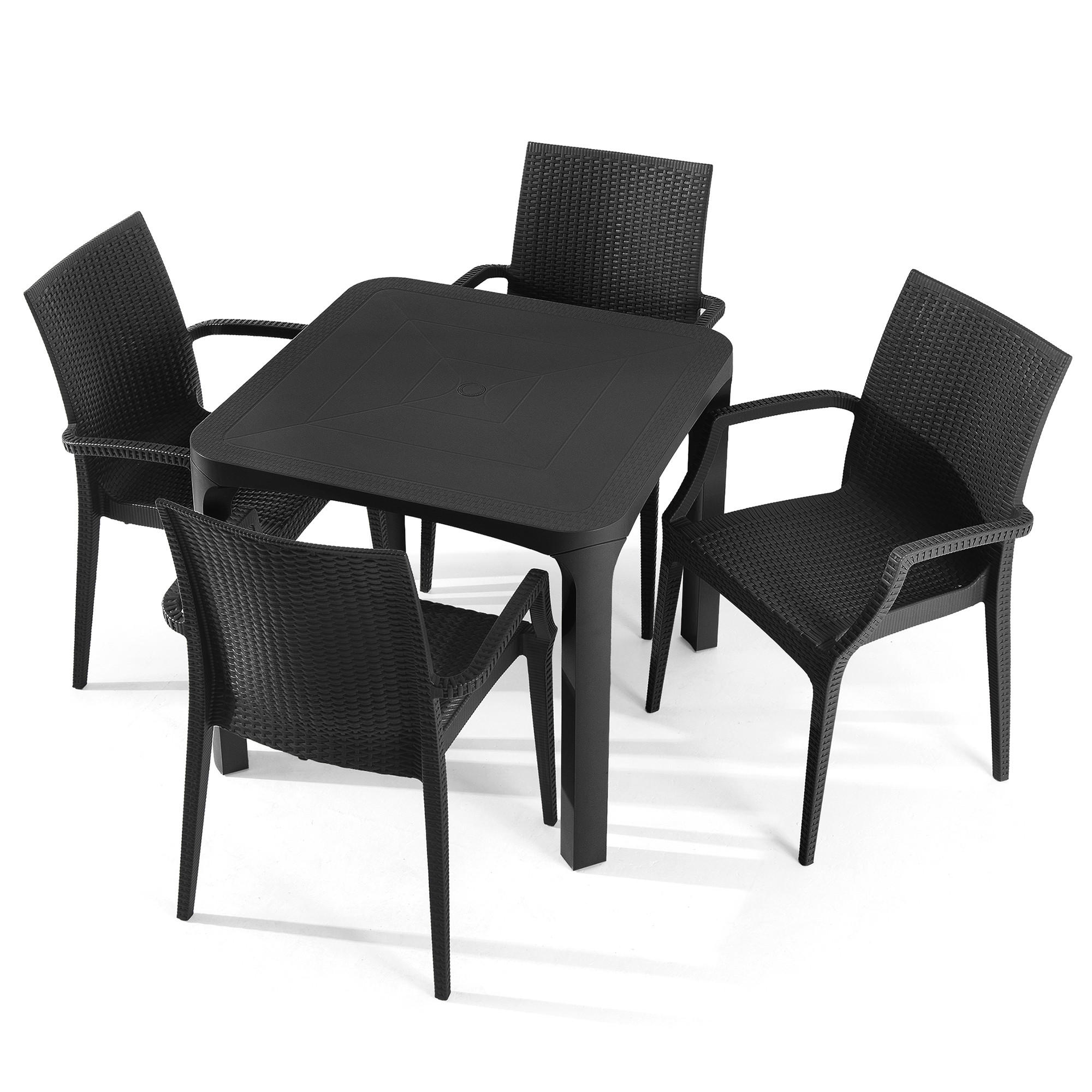 GARTENMÖBEL-SET LEOPSI, ETULI 5-tlg, Anthrazit - Anthrazit, Kunststoff - KONSIMO®