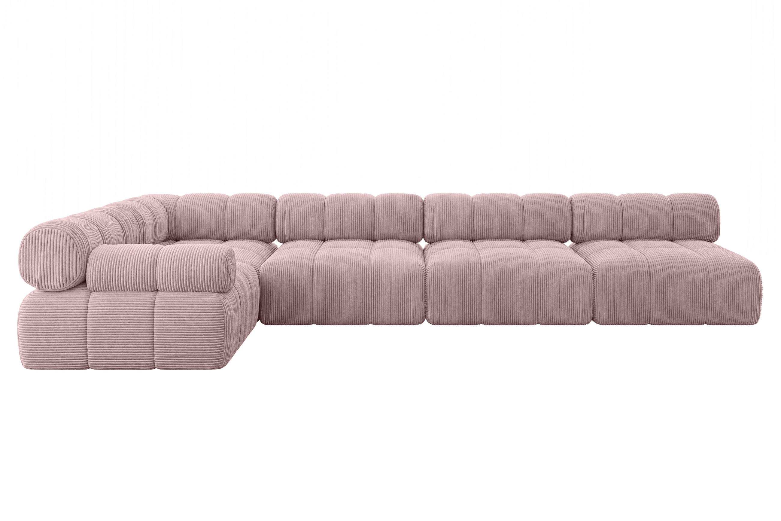 ECKSOFA modulares Sofa Mende-L3 - 380x190x70 cm Rosa Cord - Rosa, Holzwerkstoff/Textil (380/190cm) - ALTDECOR