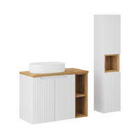 KOUPELNOVÝ NÁBYTEK 80.4cm Riva 2er-Set Bílá a dřevo - bílá, kompozitní dřevo (80.4/59.5/40cm) - Petits-meubles