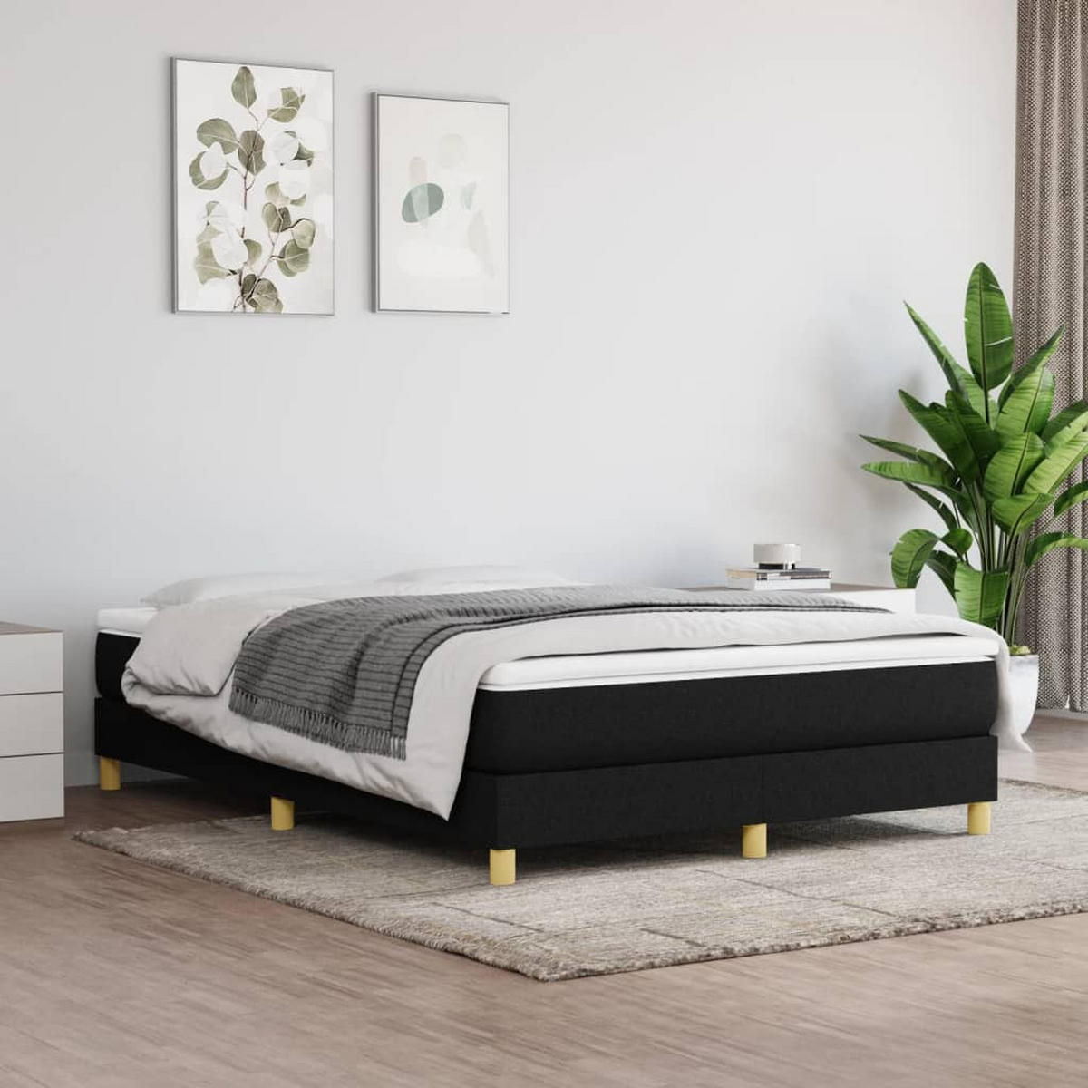 BOXSPRINGBETTGESTELL Schwarz 140/200 Cm Stoff - Schwarz, Textil (140/200cm) - vidaXL