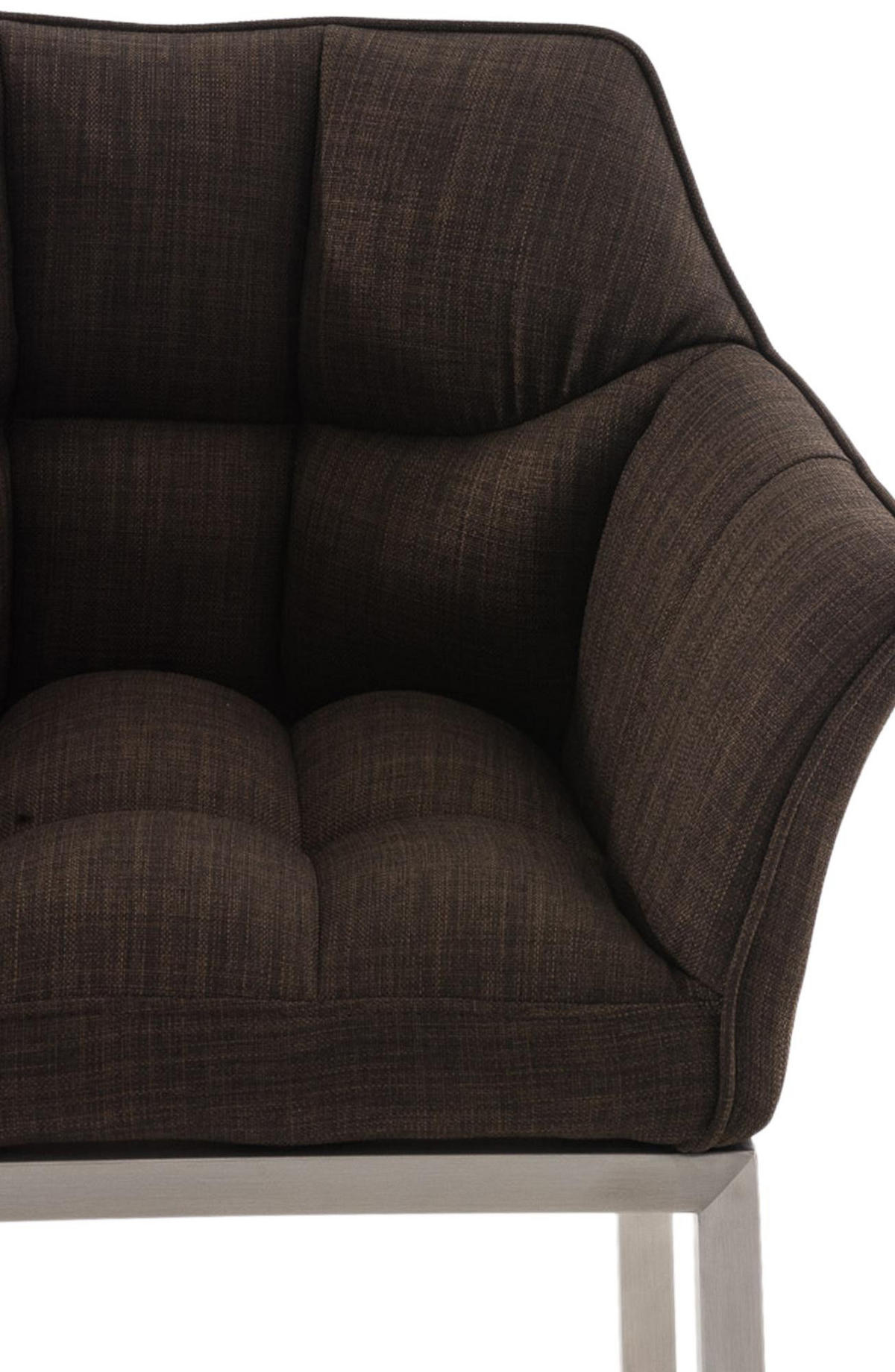 BARHOCKER Stoff braun - Edelstahlfarben/Braun, Textil/Metall (64/110/48cm) - CLP